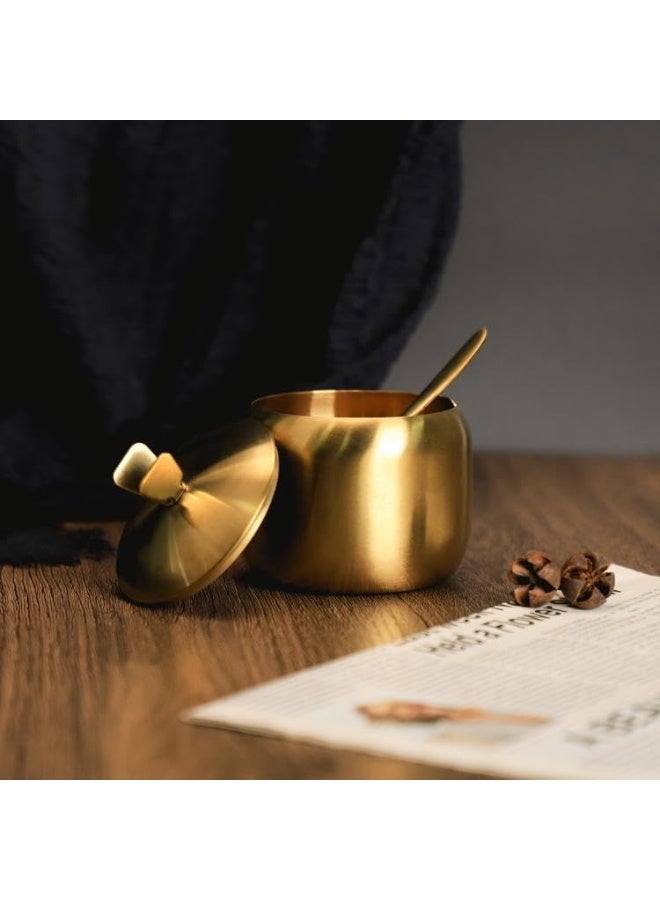 2pcs Stainless Steel Sugar Bowl Spice Jar Storage Seasoning Pot with Lid Spoon - Image 3